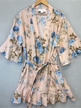 Birdy Grey Kenny Ruffle Tie Robe Floral Le Fleur M/L Bridesmaid Dressing Gown